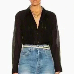 Nili Lotan Harmonia Eyelet Shirt/Blouse in Black XS.